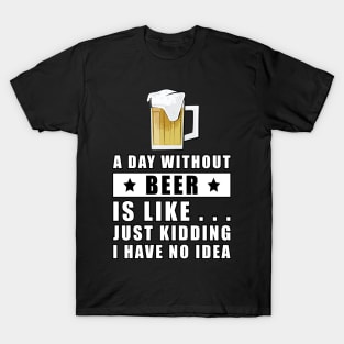 A day without Beer is like.. just kidding I have no idea T-Shirt